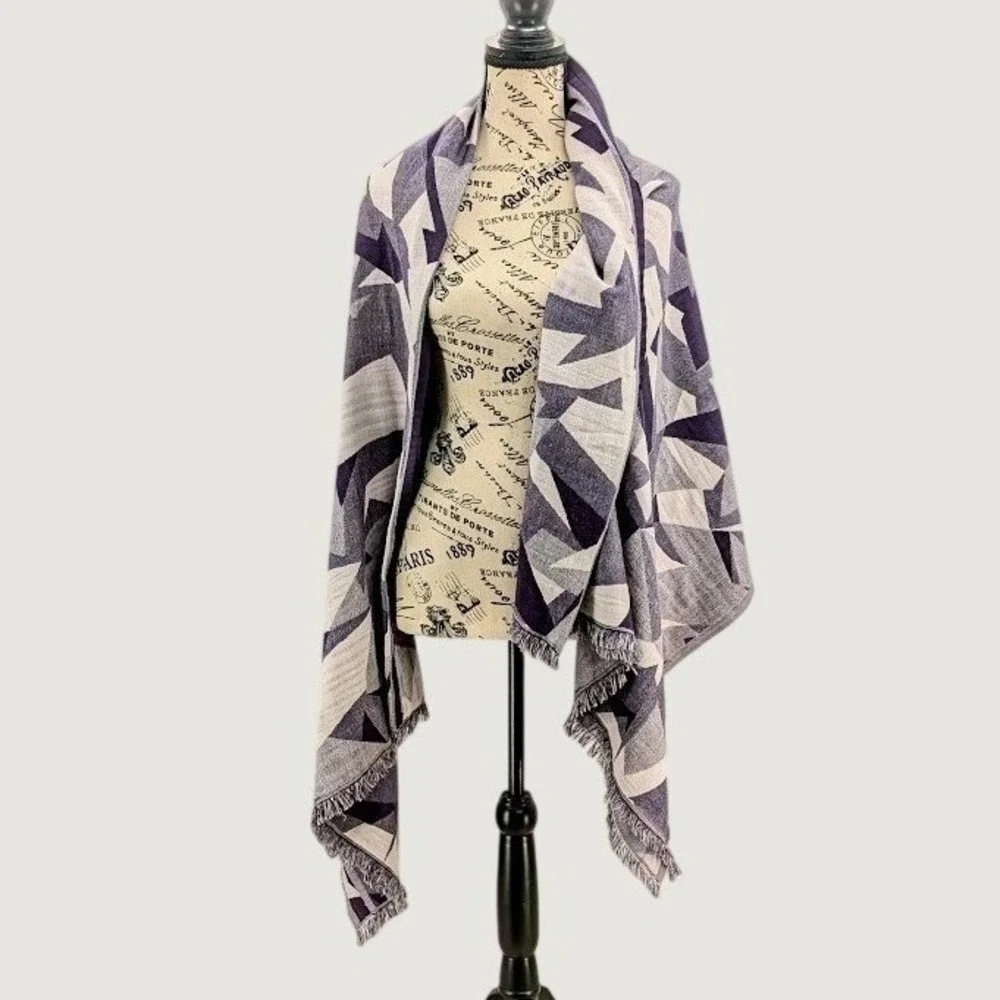 Lululemon Sit In Silence Scarf Wrap Oversized Silk Wool Geometric Arm Holes